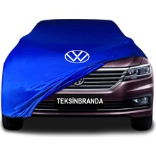 Volkswagen Lavida 3 Sedan Mavi Kumaş Araba Branda Logolu Kumaş Araba Brandası Penye Oto Branda