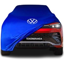 Volkswagen Tiguan x (2020 - ) Mavi Kumaş Araba Branda Logolu Kumaş Araba Brandası Penye Oto Branda