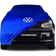Volkswagen Up Mavi Kumaş Araba Branda Logolu Kumaş Araba Brandası Penye Oto Branda