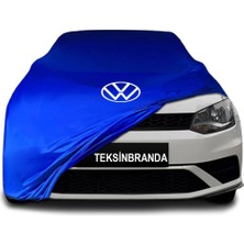 Volkswagen Polo 5 (2009 - 2017) Mavi Kumaş Araba Branda Logolu Kumaş Araba Brandası Penye Oto Branda