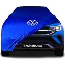 Volkswagen Taos  Mavi Kumaş Araba Branda Logolu Kumaş Araba Brandası Penye Oto Branda