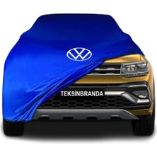 Volkswagen Taigun  Mavi Kumaş Araba Branda Logolu Kumaş Araba Brandası Penye Oto Branda