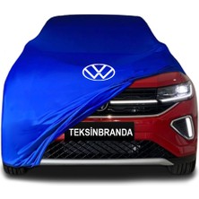 Volkswagen T-Cross Mavi Kumaş Araba Branda Logolu Kumaş Araba Brandası Penye Oto Branda