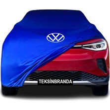 Volkswagen Id 4 (2020 - ) Mavi Kumaş Araba Branda Logolu Kumaş Araba Brandası Penye Oto Branda