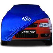 Volkswagen Polo 3 Sedan (1994-2000) Mavi Kumaş Araba Branda Logolu Kumaş Araba Brandası Penye Oto Branda