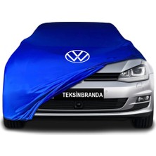 Volkswagen Golf 7  (2012 - 2020) Mavi Kumaş Araba Branda Logolu Kumaş Araba Brandası Penye Oto Branda