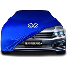 Volkswagen Phideon (2016 - ) Mavi Kumaş Araba Branda Logolu Kumaş Araba Brandası Penye Oto Branda