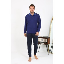 Kent Moda Erkek Polo Yaka Uzun Kol Penye Pijama Takımı Gri 6865