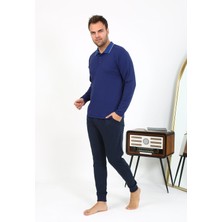 Kent Moda Erkek Polo Yaka Uzun Kol Penye Pijama Takımı Gri 6865