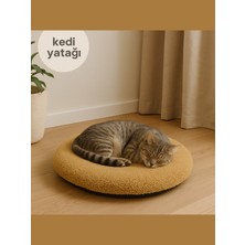 Komana Pontika Peluş Yuvarlak Çift Taraflı Kullanılabilen, Çok Amaçlı, Yıkanabilir Kedi ve Köpek Yatağı ve Yer Minderi
