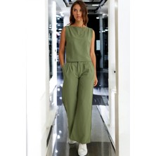Barbora Yazlık Kolsuz Alt Üst Keten Takım