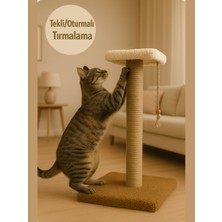 Komana Pontika Peluş Dokulu Oturmalı Tek Stepli Kedi Tırmalama Tahtası 44 cm Soft Sevilen Renkler