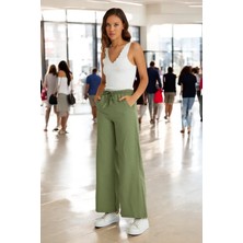Barbora Yazlık Beli Lastikli Rahat Keten Pantolon