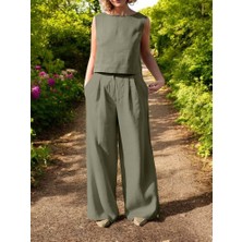 Barbora Yazlık Alt Üst Kolsuz İkili Keten Takım