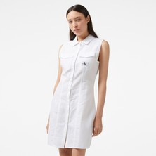 Calvin Klein Sleeveless Cotton Shırt Dress Elbise Kadın