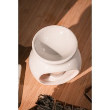 Lotus Modeli Seramik El Yapımı Beyaz Buhurdanlık |dekoratif Buhardanlık (1 Adet Tealight Mum Ile)