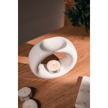 Beyaz | Yüzük Seramik El Yapımı Buhurdanlık | Dekoratif Buhardanlık (1 Tealight ile Birlikte)