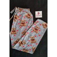 Bukadınca Gri Ayıcıklı ve Kalpli Pijama Altı