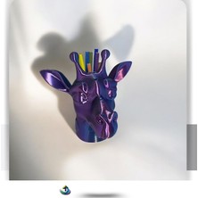 Zürafa Desenleriyle Süslenmiş, Göz Alıcı 3 Renkli Kalemlik 3D Baskı