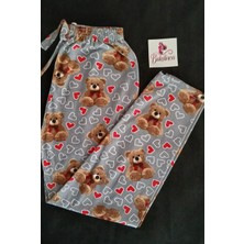 Bukadınca Gri Ayıcıklı ve Kalpli Pijama Altı