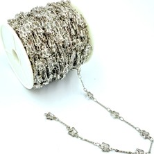 Yiğit Aksesuar 50 cm Çelik Kararmaz Gümüş Kelebekli Zincir Bileklik Kolye Zinciri Takı Yapım Malzemeleri Zincir