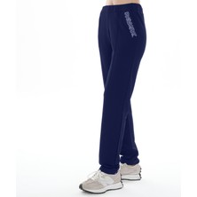 Asn Concept Kadın Cebi Taş Baskılı Şardonlu Lacivert Eşofman Altı (Büyük Beden Seçeneğiyle)