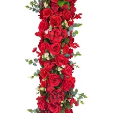 Yapay Çiçek Kırmızı Gül Tak Organizasyon Nişan Düğün Dekor Çiçeği Süsleme Tag 25X130CM