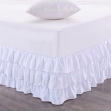 Astarlı ve Fırfırlı Beyaz Baza Eteği Üç Kat
