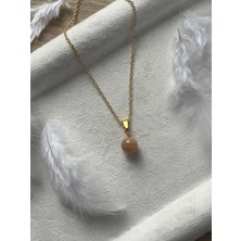 8 mm Güneş Taşı Altın Kaplama Kolye