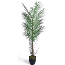 Yapay Ağaç Palmiye 135*50CM 20YAPRAK Areka Ağacı Siyah Saksıda Tek Gövdeli