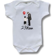 Kısa Kollu Atatürk Baskılı Organik Pamuk Çıtçıtlı Bebek Body&zıbın