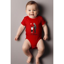 Betül Bebek Kısa Kollu Atatürk Baskılı Organik Pamuk Çıtçıtlı Bebek Body&zıbın