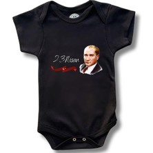 Kısa Kollu Atatürk Baskılı Organik Pamuk Çıtçıtlı Bebek Body&zıbın