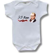Betül Bebek Kısa Kollu Atatürk Baskılı Organik Pamuk Çıtçıtlı Bebek Body&zıbın