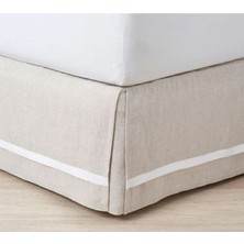 Keten Bej Renk Baza Eteği Beyaz Şeritli Lüks Keten