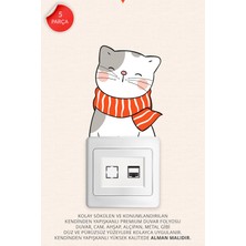 Priz Üstü 5li Sevimli Kediler Sticker Seti, Çocuk Bebek Odası Kedili Duvar Çıkartmaları