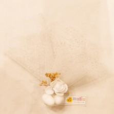 Mini Çiçekli Badem Şekerli Tül Hediyelik (Mıknatıslı & Etiketli)