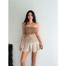 Ayrobin Şortlu Etek - Bej