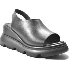 Beety 116.150  Deri Siyah & Bej Yüksek Eva Taban Kadın Sandalet