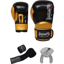 Carbon Dragon Boks Eldiveni Kick Boks Muaythai Müsabaka Antreman Boxing  Boks Bandaj Dişlik 3'Lü Set