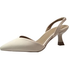 Beety 196.525 Siyah & Bej Bantlı Kadın Stiletto Ayakkabı