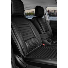 ACK Store volkswagen Touran Uyumlu Yarı Deri Oto Koltuk Kılıfı Bel Destekli Siyah Elva Seri