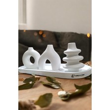 4 Parça Vazo Set - Minimal Pinterest/iskandinav/bohem Tarzda, Pütürlü ve Modern Dokulu, El Yapımı Taş Obje