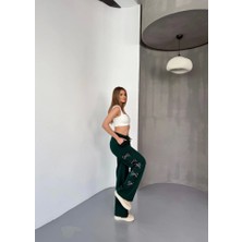 Gıronda Osy Modal Yumuşak Dokulu Kumaş Nakış Işlemeli Rahat Bol Paça Eşofman Pantalon - Haki