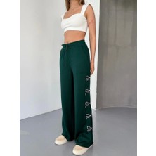Gıronda Osy Modal Yumuşak Dokulu Kumaş Nakış Işlemeli Rahat Bol Paça Eşofman Pantalon - Haki
