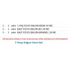 1 Yaş Parti Retro Pastel Doğum Günü Seti; Krem 1 Rakam Folyo, 2 Adet Kalp Folyo Balonlar