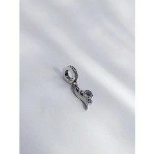 18 Ayar Altın Kaplama Işıltılı Kelebek Tasarım Gümüş Kadın Charm