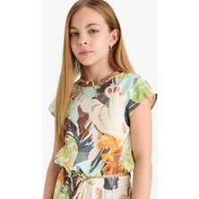 DeFacto Desenli Kısa Kollu Bluz Kız Çocuk D8597A825SM
