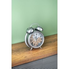 Acar Gri Dekoratif Çarklı Masa Saati - 25  cm