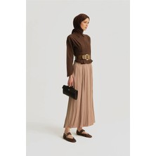 Armine Kırışık Saten Etek  25YH5601 Bej
